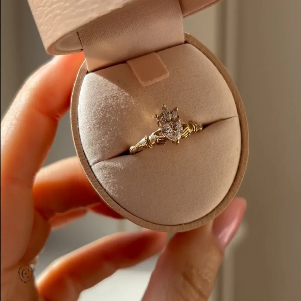 Claddagh 0.5ct Heart Cut Diamond Engagement Ring - 14k Gold - Image 7