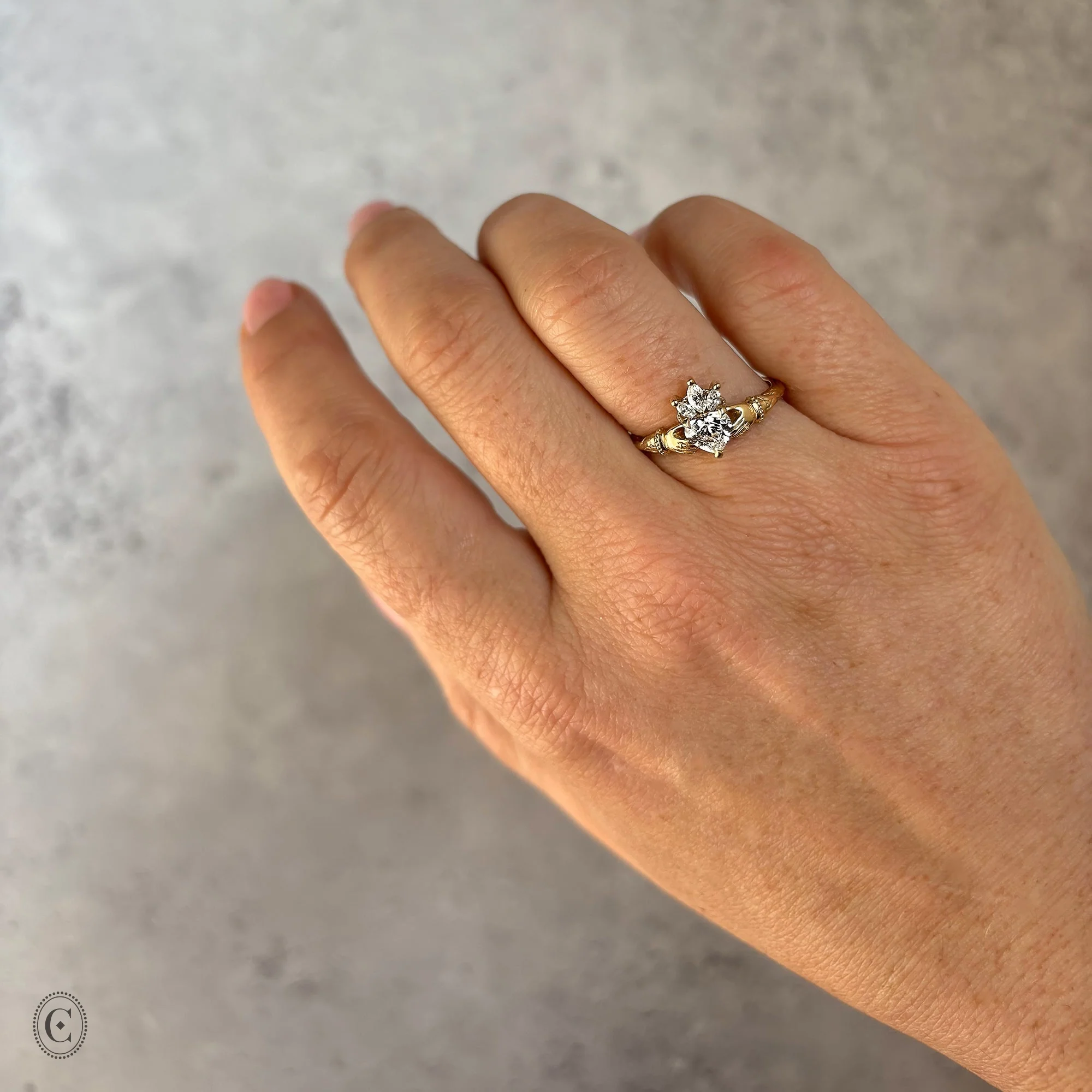 Claddagh 0.5ct Heart Cut Diamond Engagement Ring - 14k White Gold - Image 2