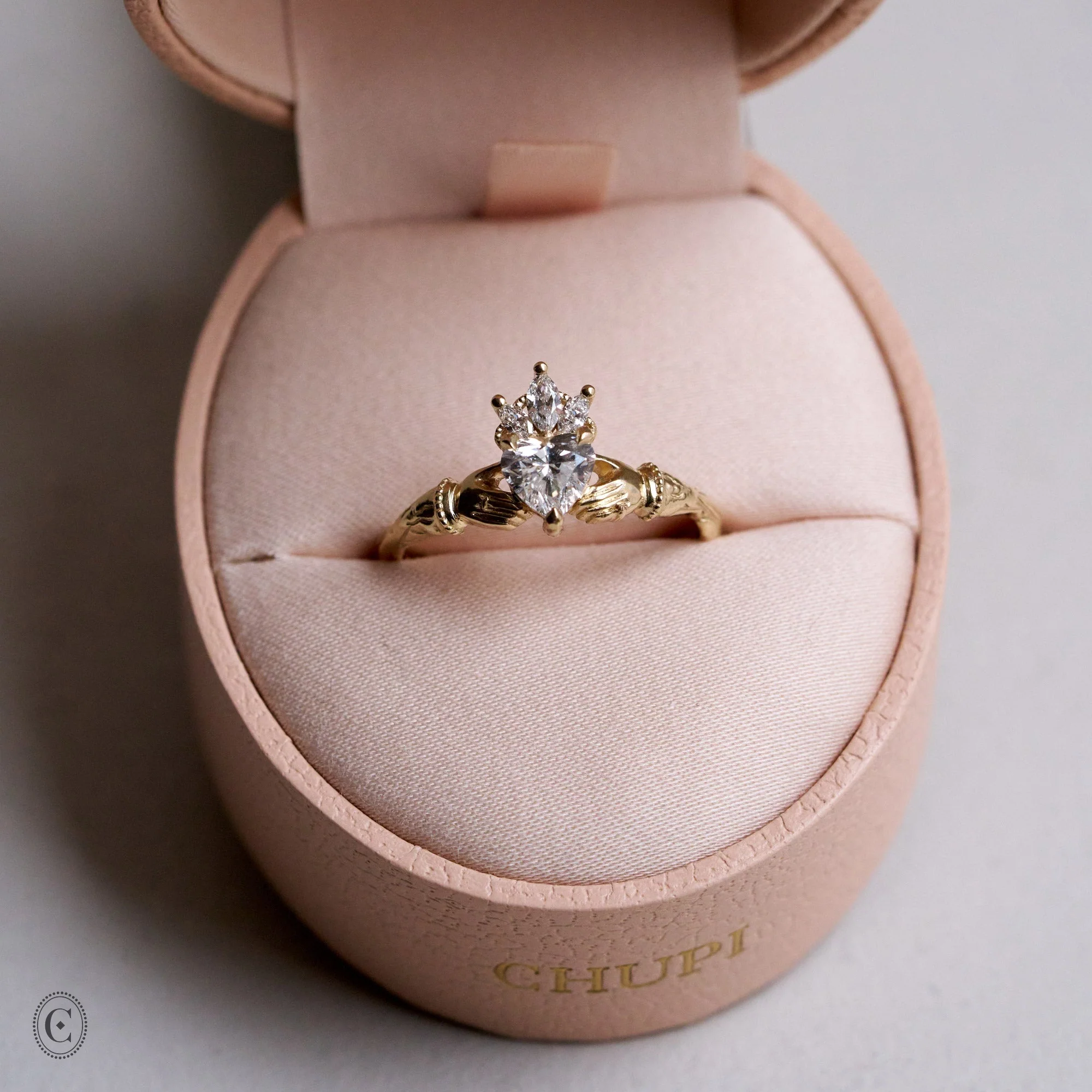 Claddagh 0.5ct Heart Cut Diamond Engagement Ring - 14k White Gold - Image 5