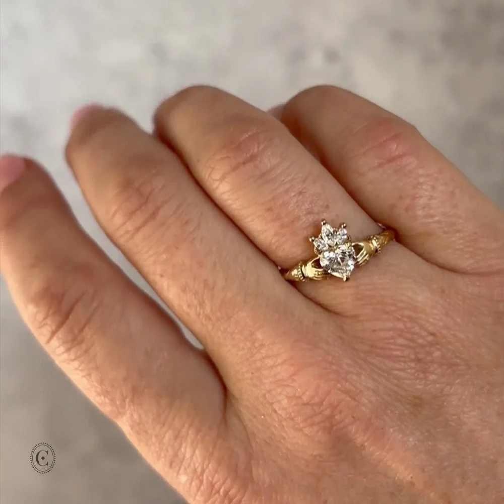 Claddagh 0.5ct Heart Cut Diamond Engagement Ring - 14k White Gold - Image 6