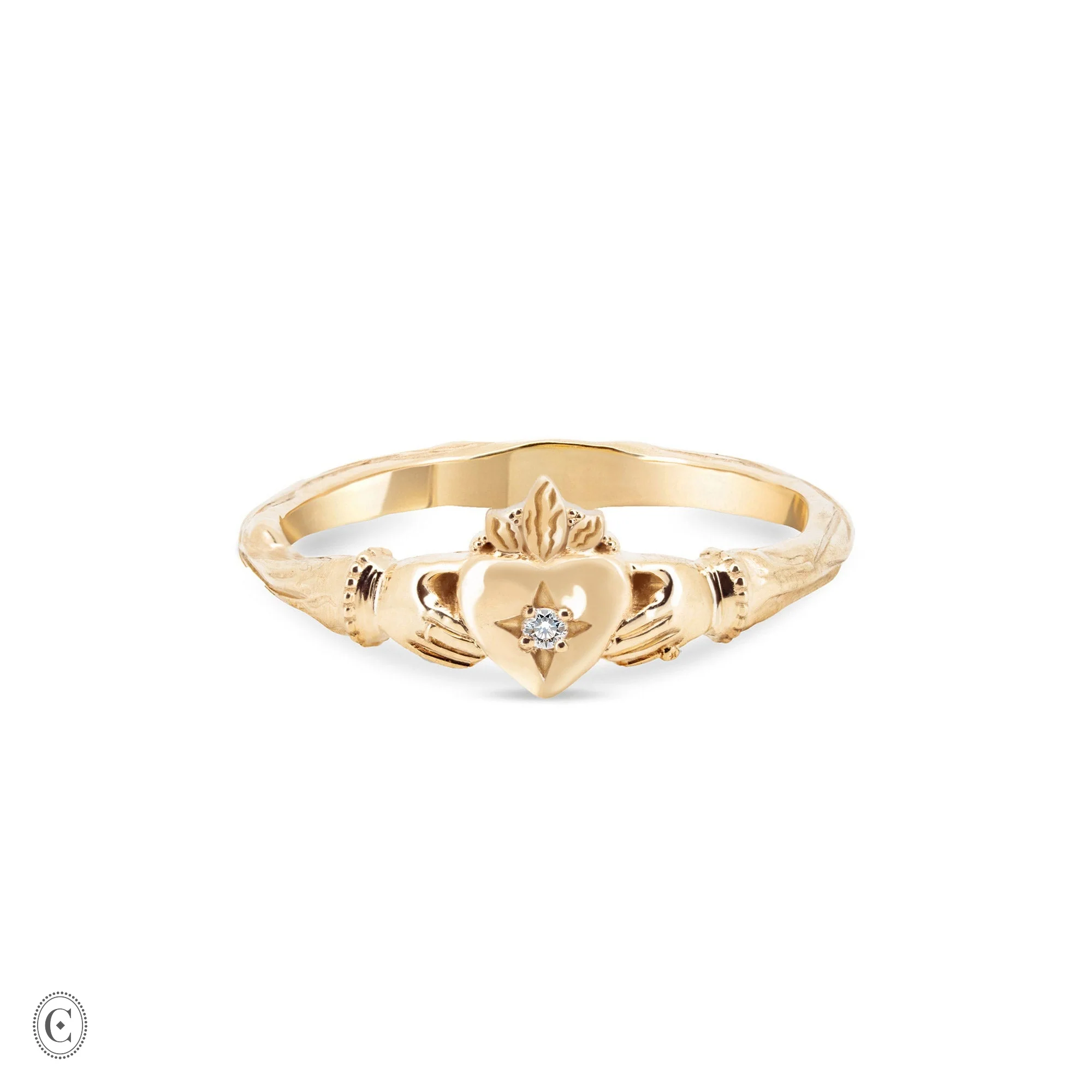 Claddagh North Star Diamond Gold Ring - 14k Gold