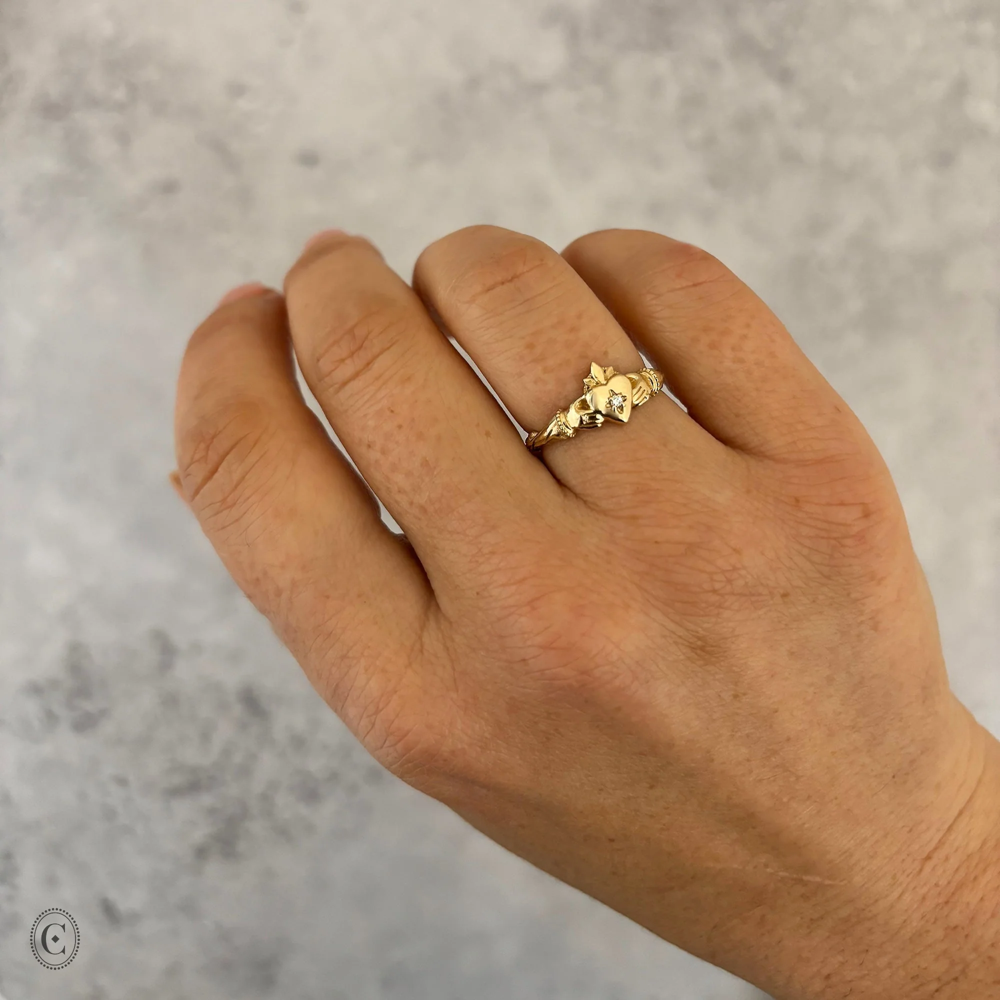 Claddagh North Star Diamond Gold Ring - 14k White Gold - Image 2