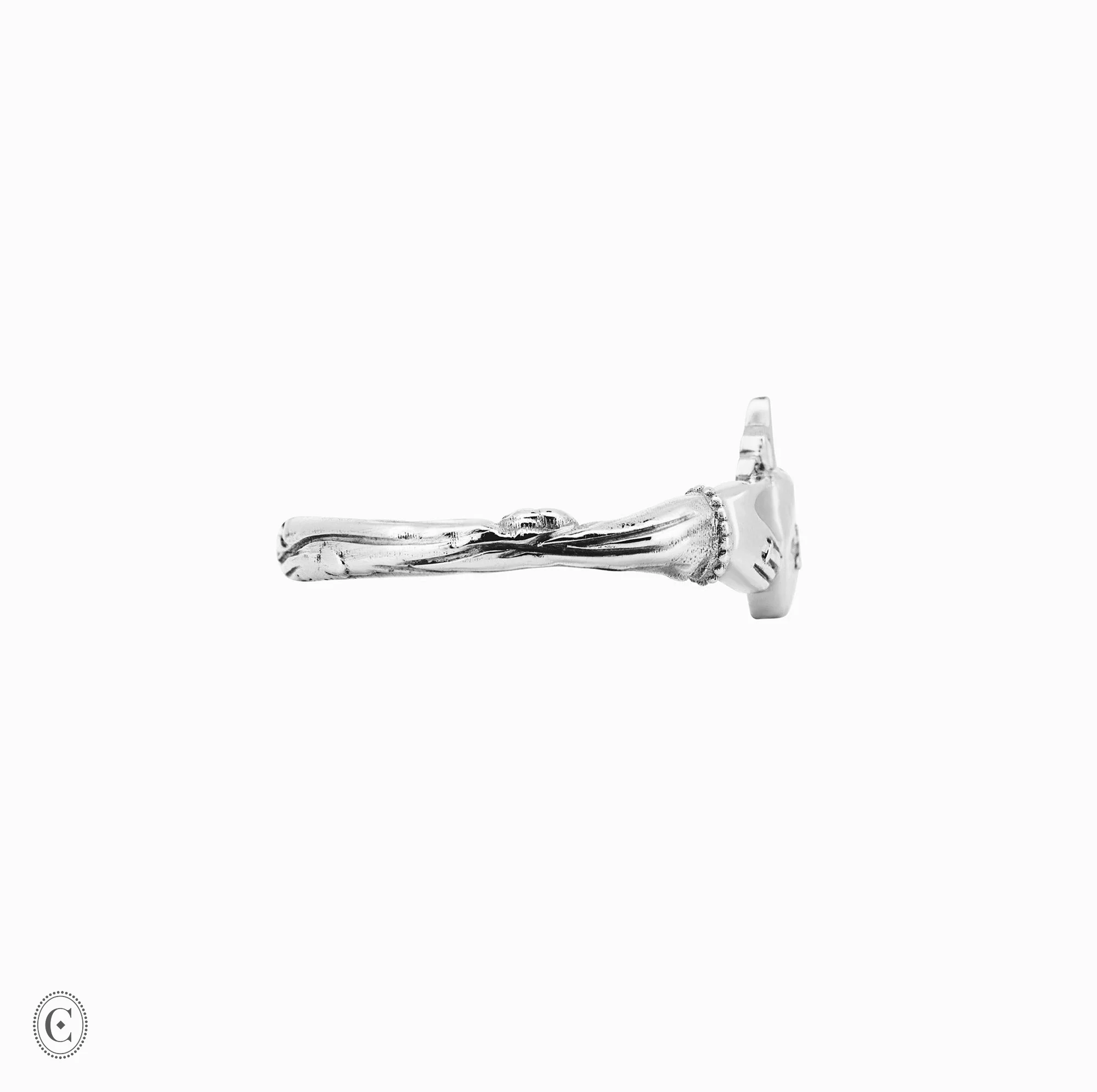 Claddagh North Star Diamond Gold Ring - 14k White Gold - Image 3