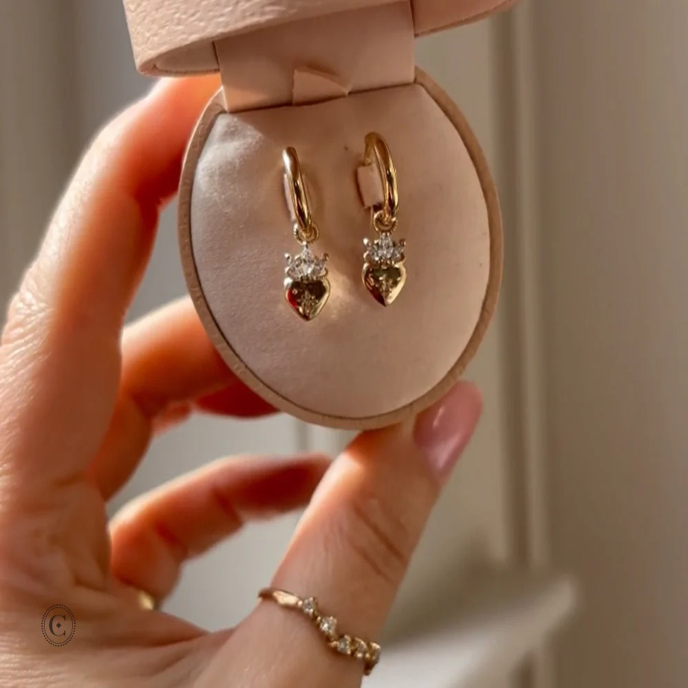 Claddagh North Star Diamond Gold Earrings - 14k Gold - Image 2
