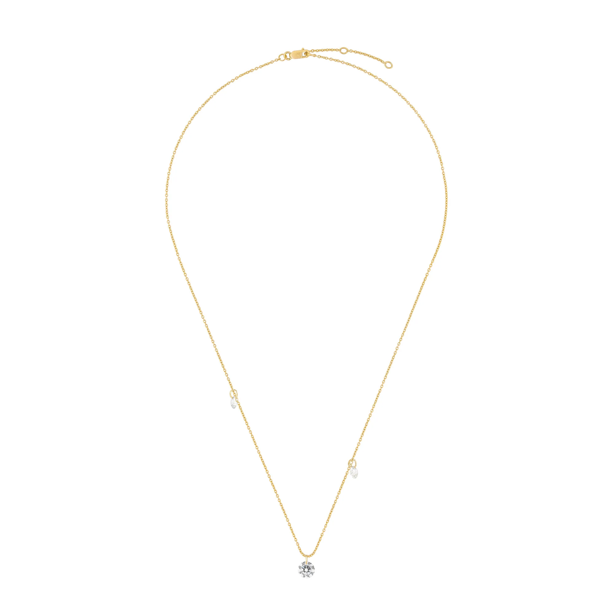 Dewdrop Three Diamond Necklace - 14k Gold - Image 2