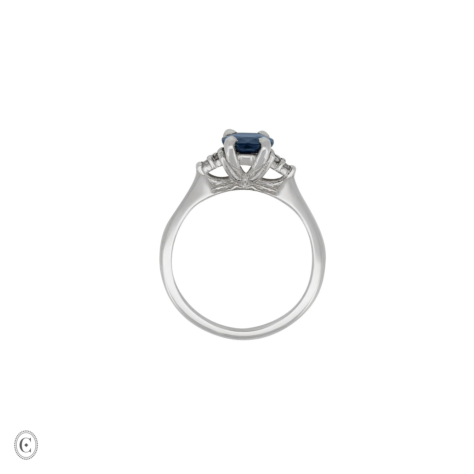 Dewlight - Blue Sapphire Engagement Ring 14k White Gold - Image 3