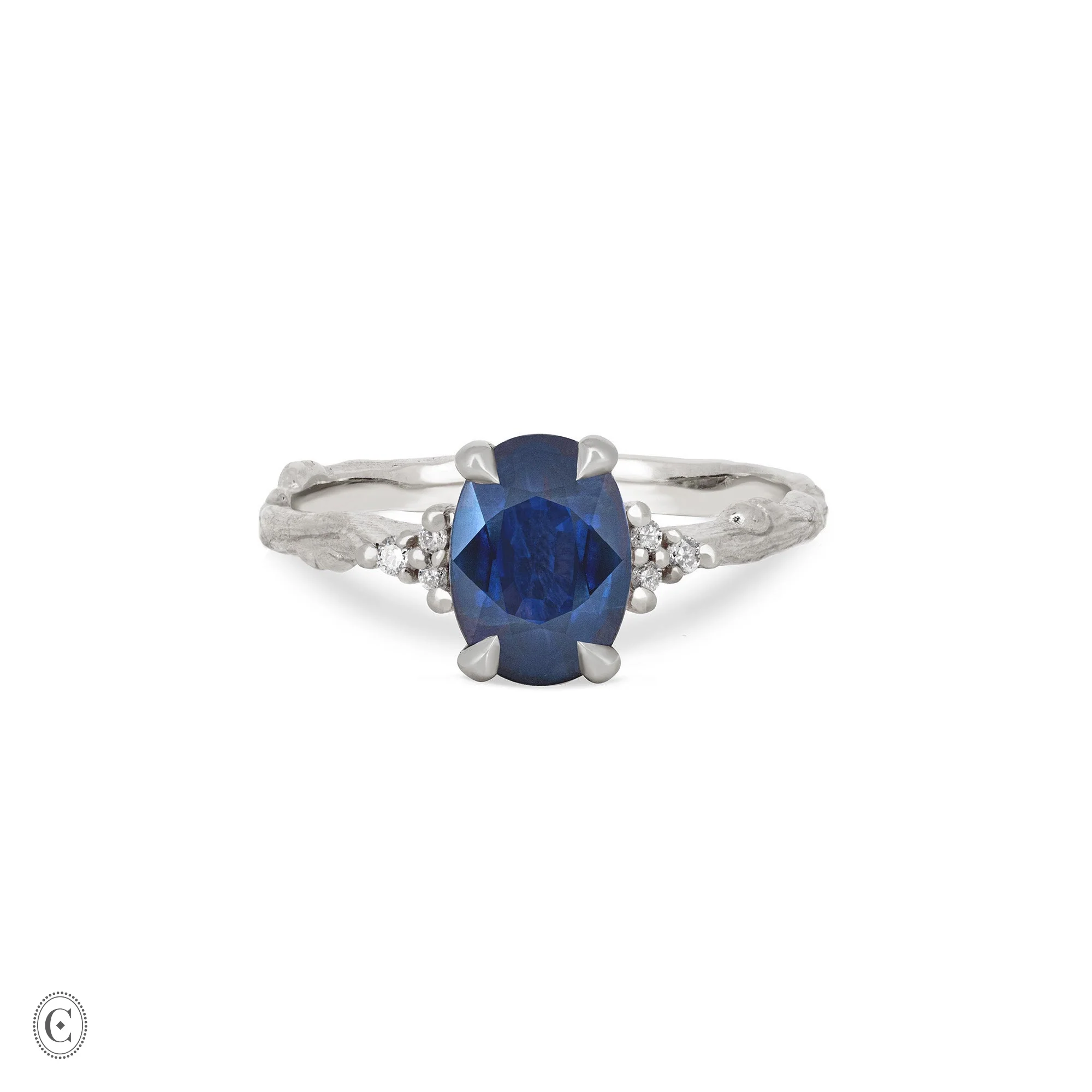 Dewlight - Blue Sapphire Engagement Ring 14k White Gold - Image 4