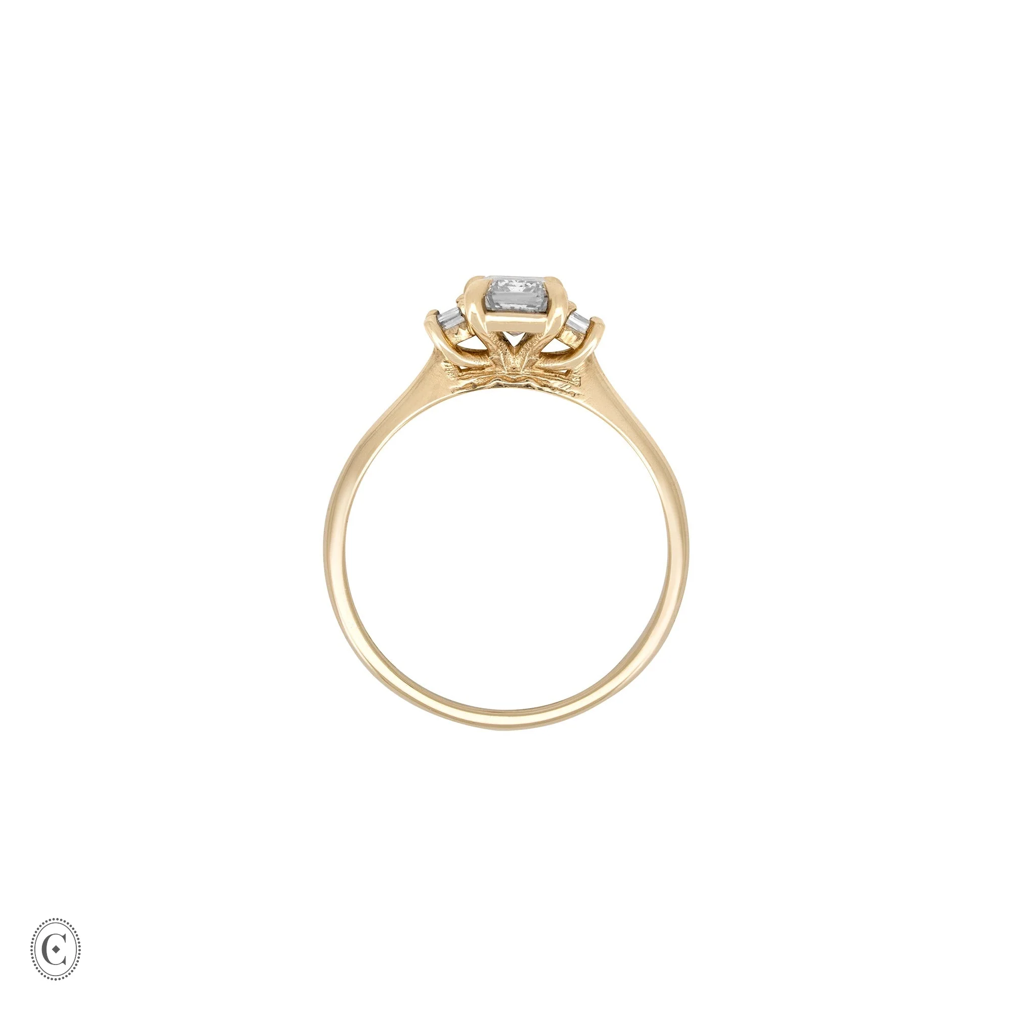 Hero - Emerald Cut Three Stone Diamond Engagement Ring 14k Gold - Image 5