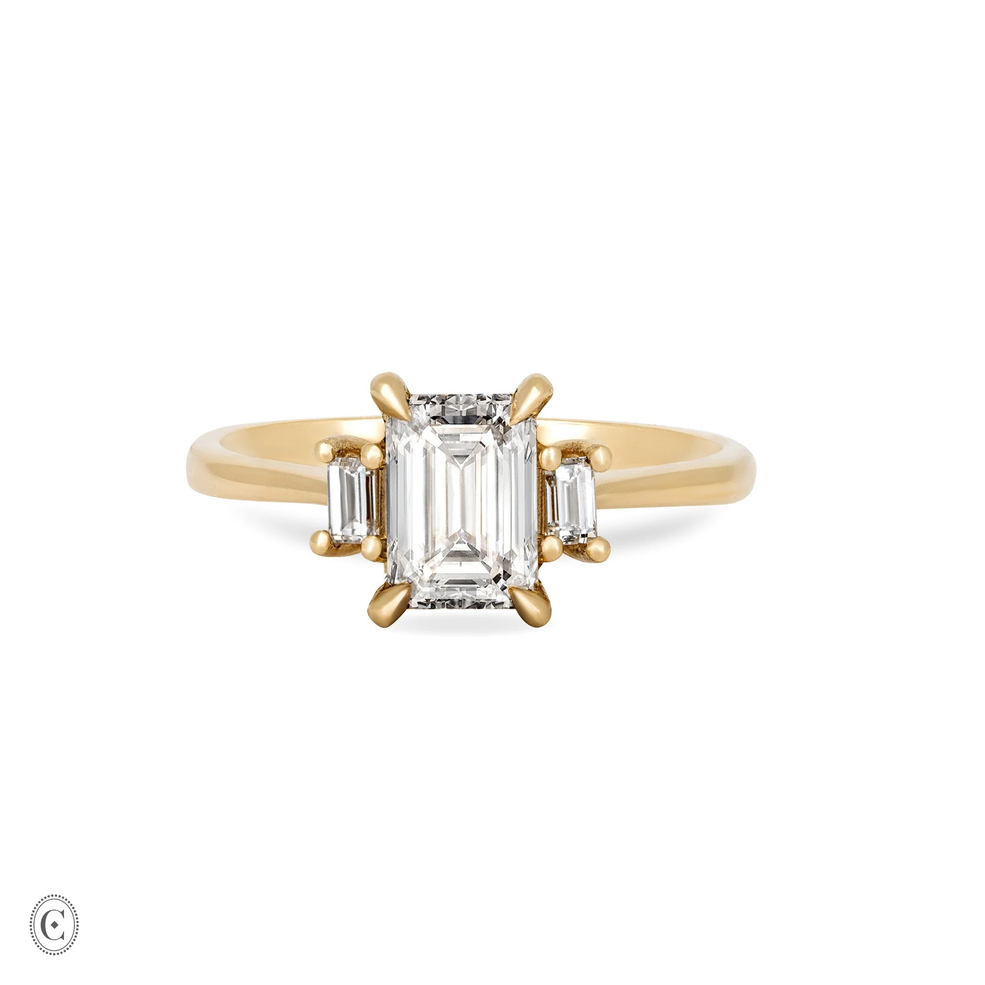 Hero - Emerald Cut Three Stone Diamond Engagement Ring 14k Gold - Image 6