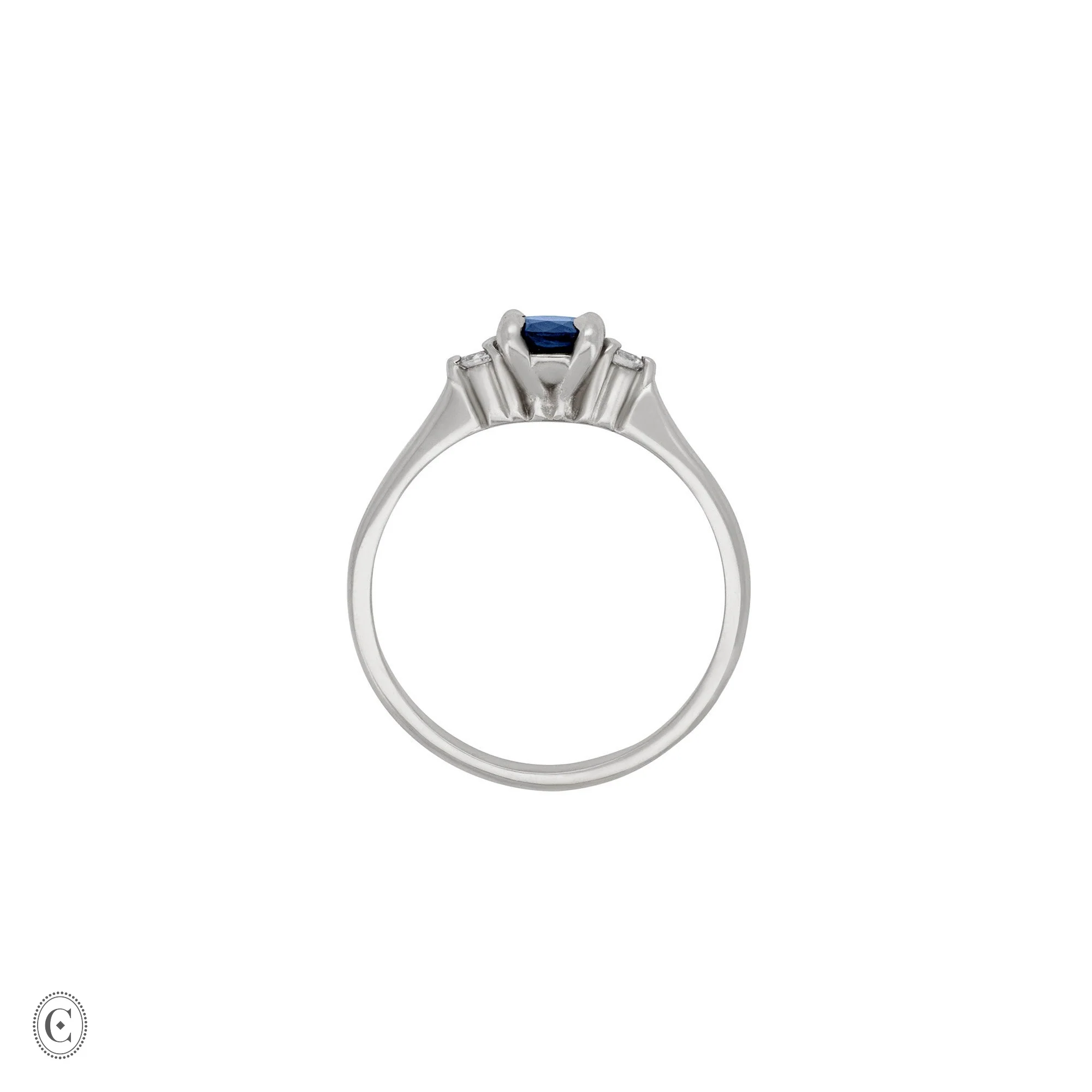 Love is All - Blue Sapphire Engagement Ring 14k White Gold - Image 4