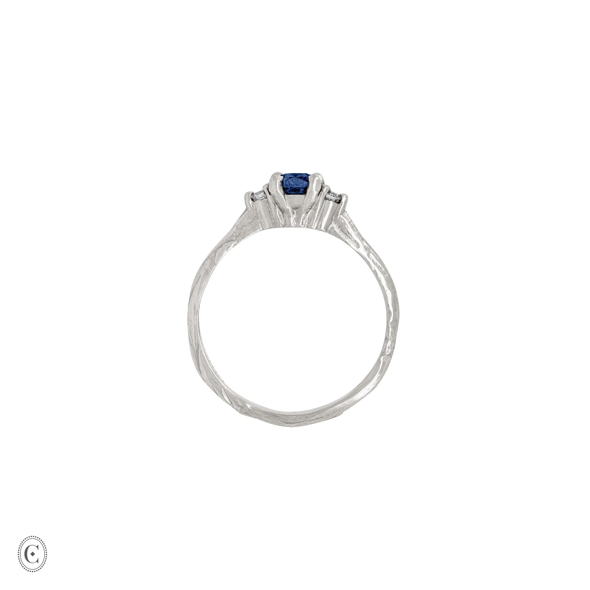 Love is All - Blue Sapphire Engagement Ring 14k White Gold - Image 7