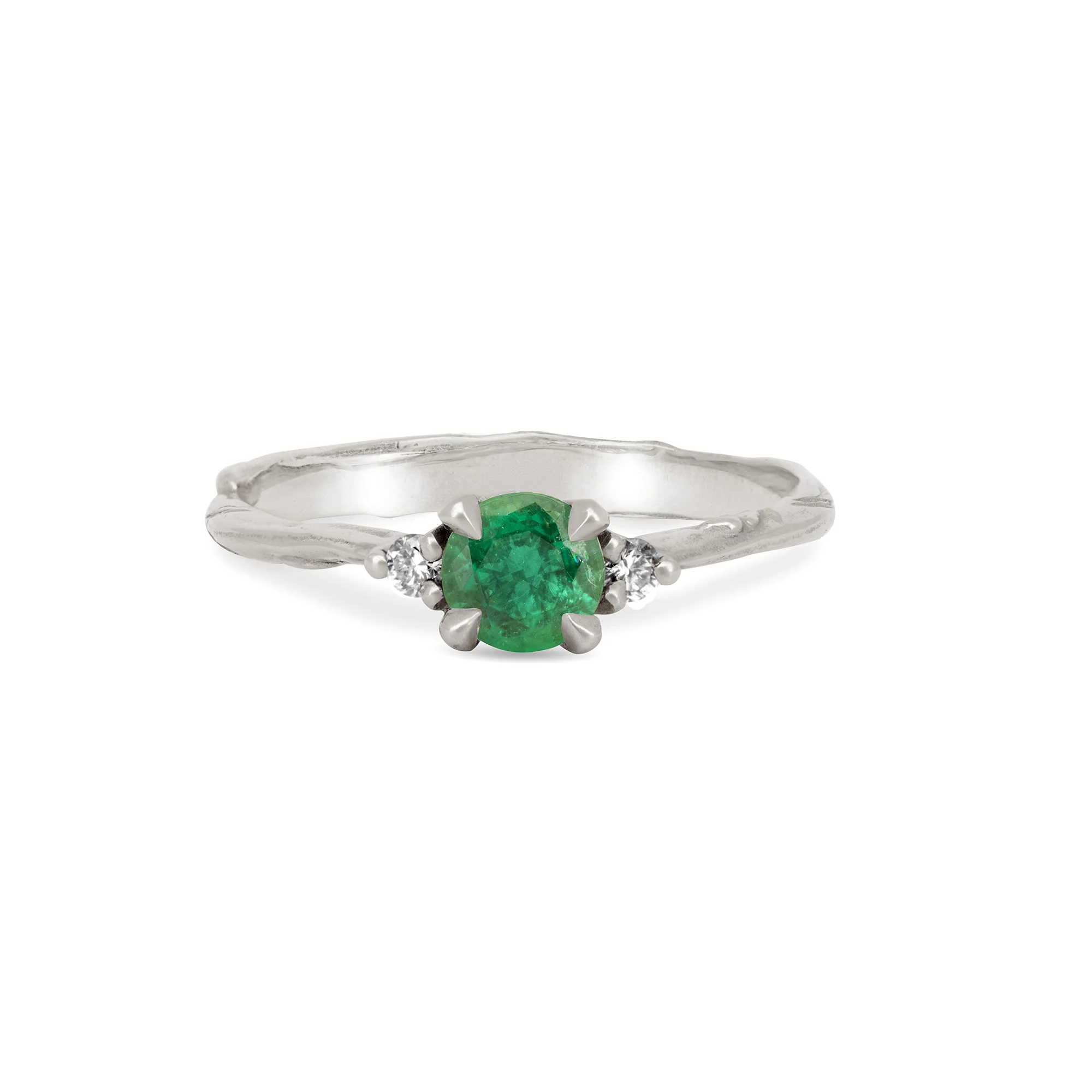 Love is All - Emerald Engagement Ring 14k White Gold - Image 4