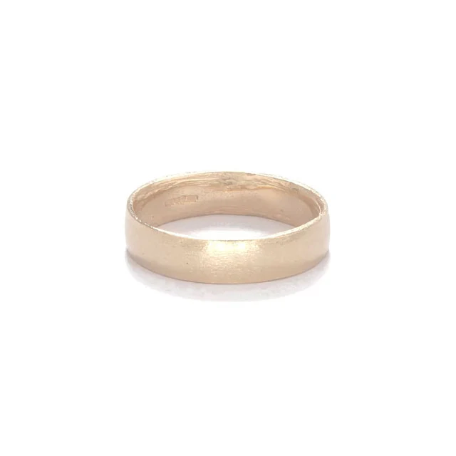 Hawthorn Bark 5.95mm Men's Wedding Ring - 14k Polished Gold (Wide Band) - Image 4