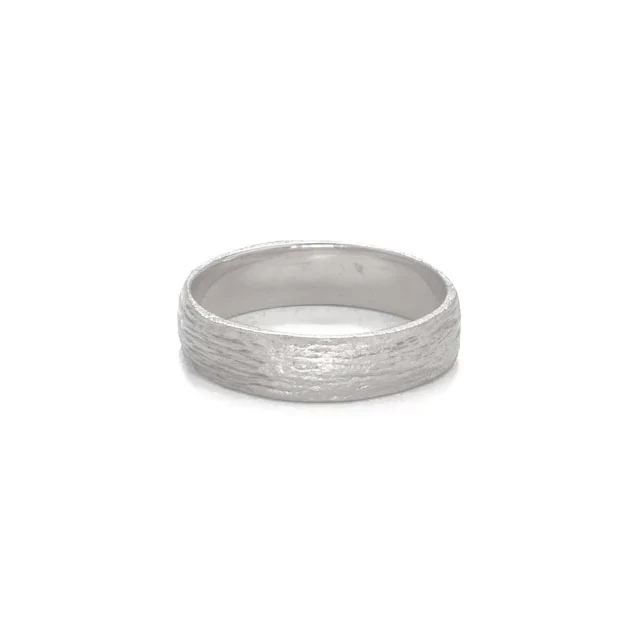Hawthorn Bark 5.95mm Men's Wedding Ring - 14k White Gold (Wide Band) - Image 3