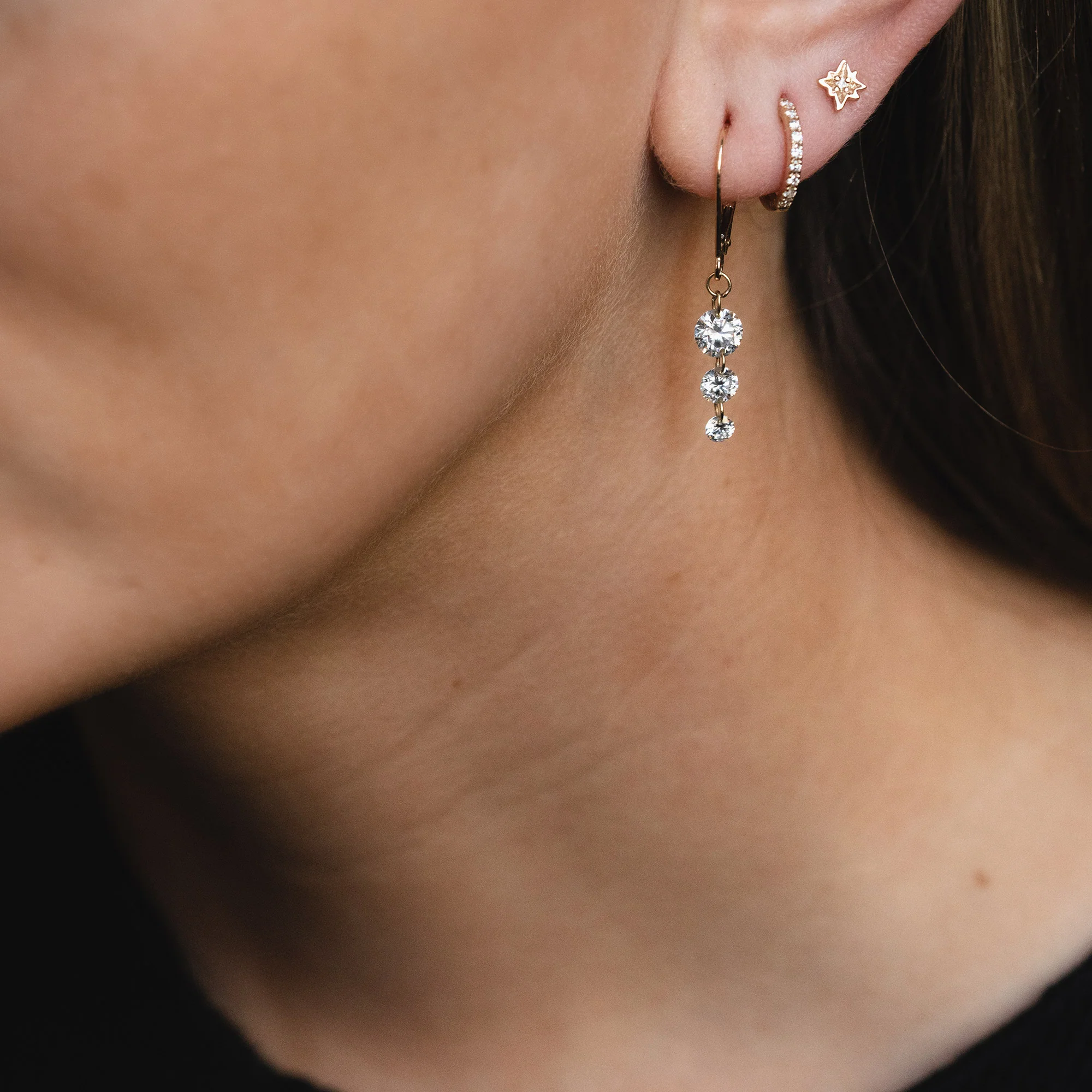 Raindrop Diamond Earrings - 14k Gold - Image 3