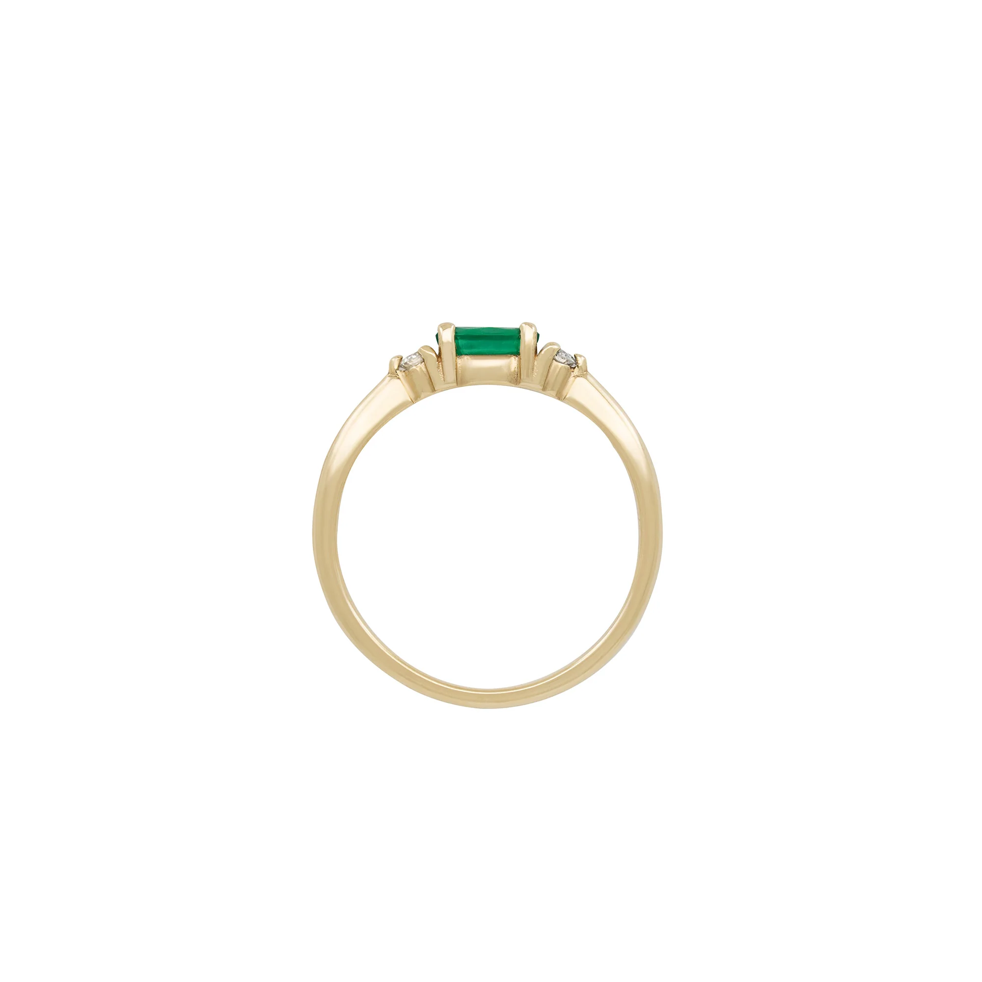 Daydreamer Ring Marquise Emerald & Diamond Ring - 14k Polished Gold - Image 3
