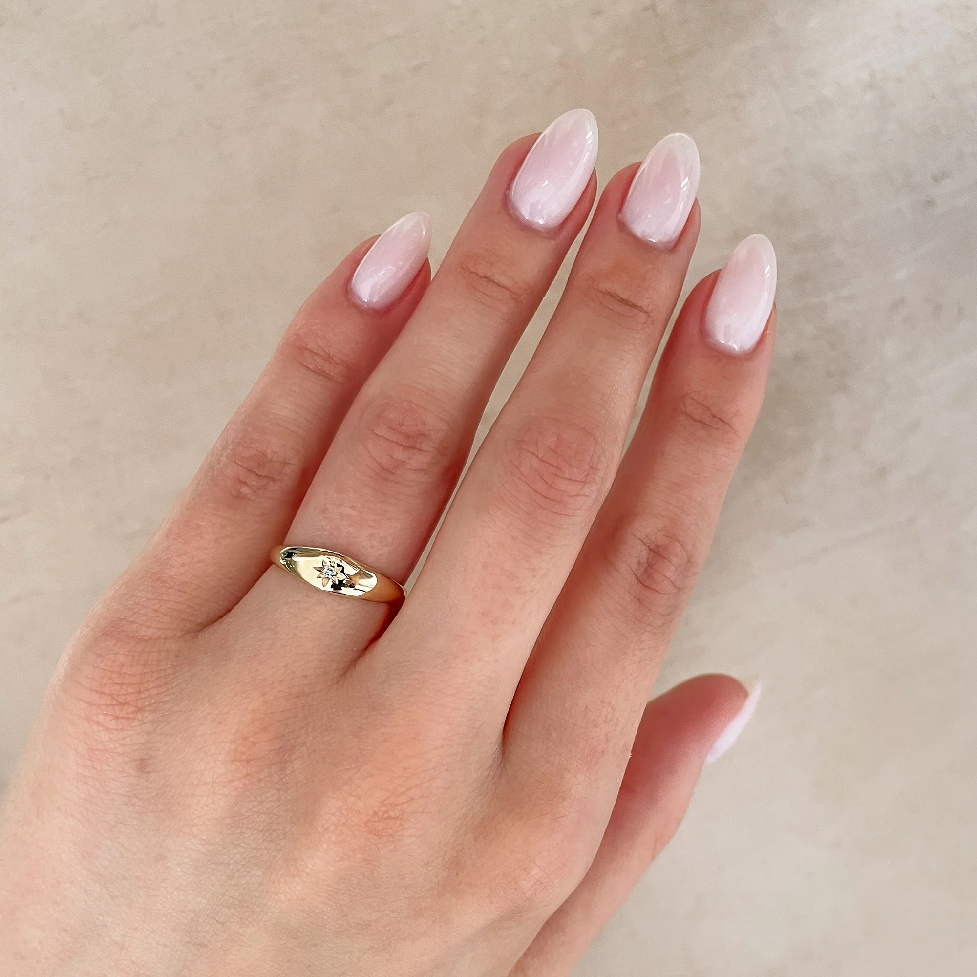 North Star Lab Grown Diamond Tiny Signet Ring - 14k Gold - Image 6