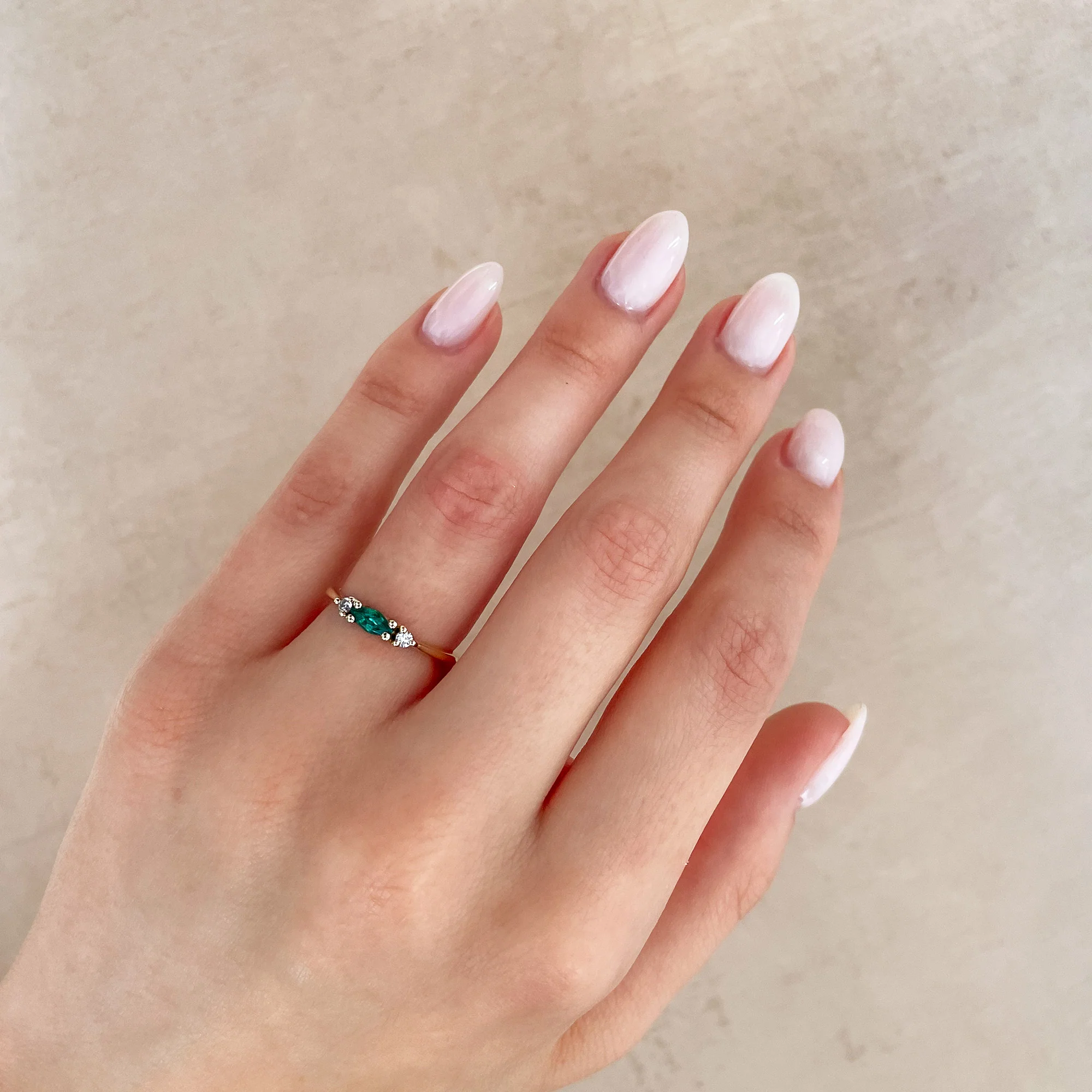 Daydreamer Ring Marquise Emerald & Diamond Ring - 14k Polished White Gold - Image 5
