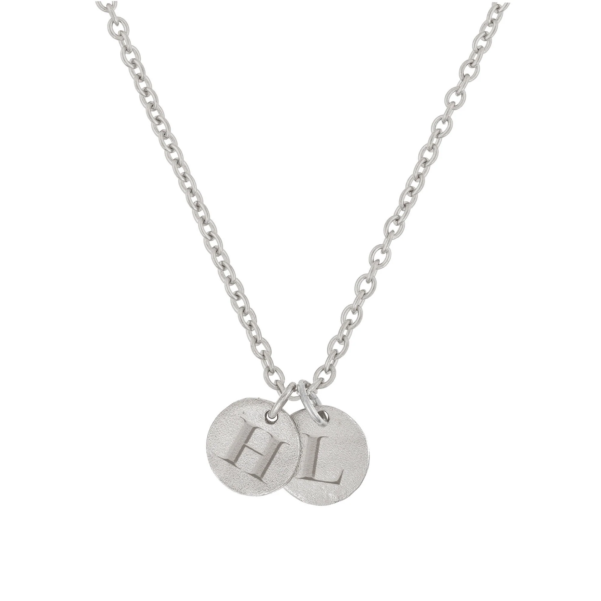 Midi Disc Necklace - 14k White Gold Initial Letter - Image 2