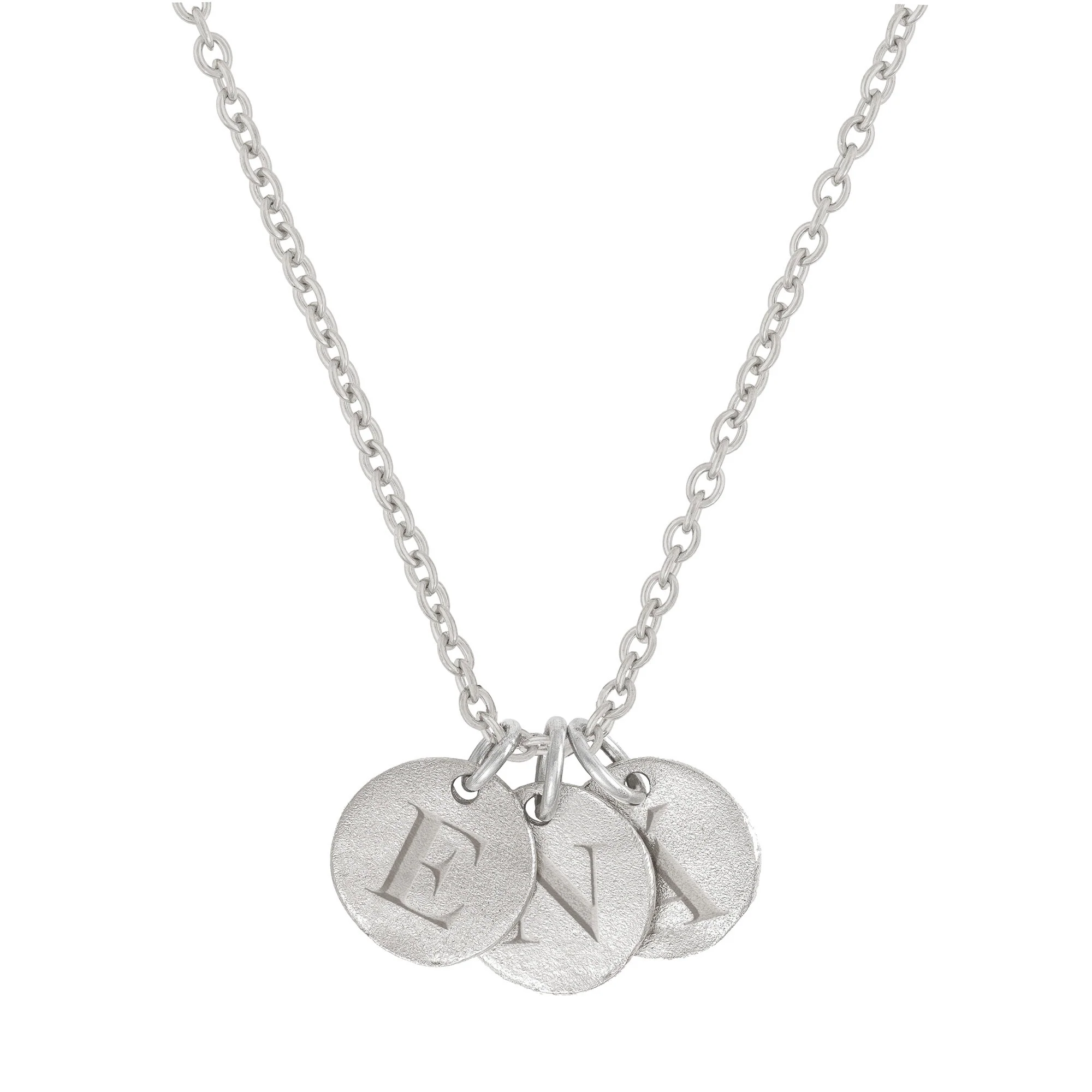 Midi Disc Necklace - 14k White Gold Initial Letter - Image 3