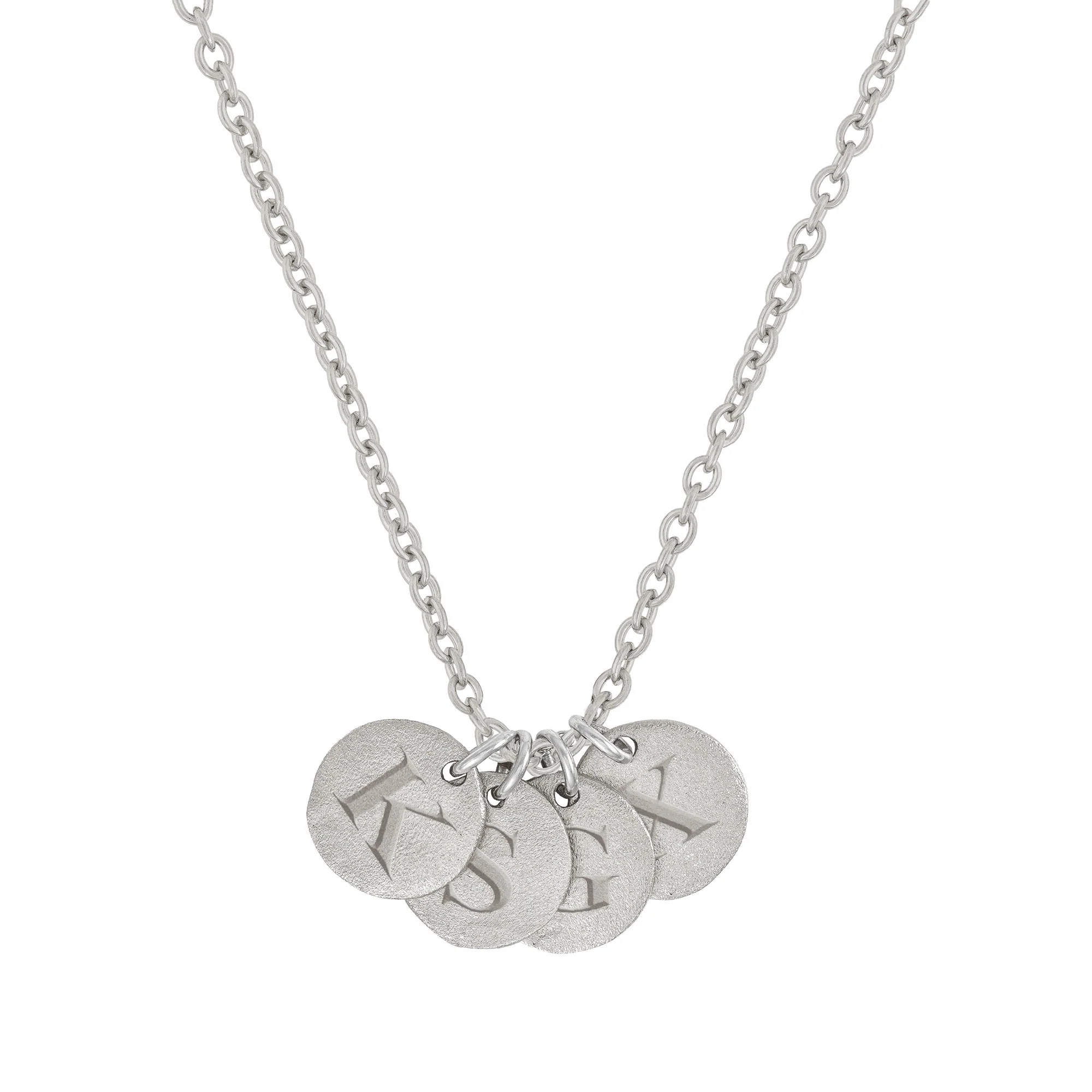 Midi Disc Necklace - 14k White Gold Initial Letter - Image 4