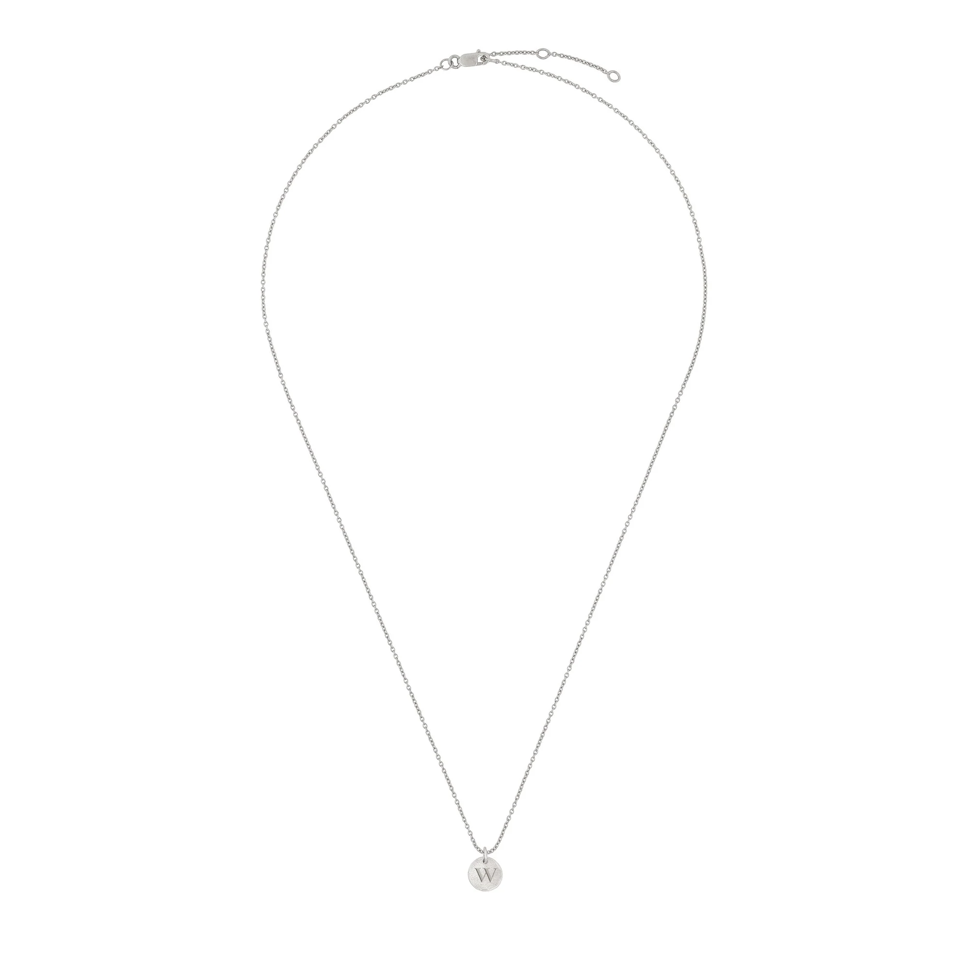 Midi Disc Necklace - 14k White Gold Initial Letter - Image 5