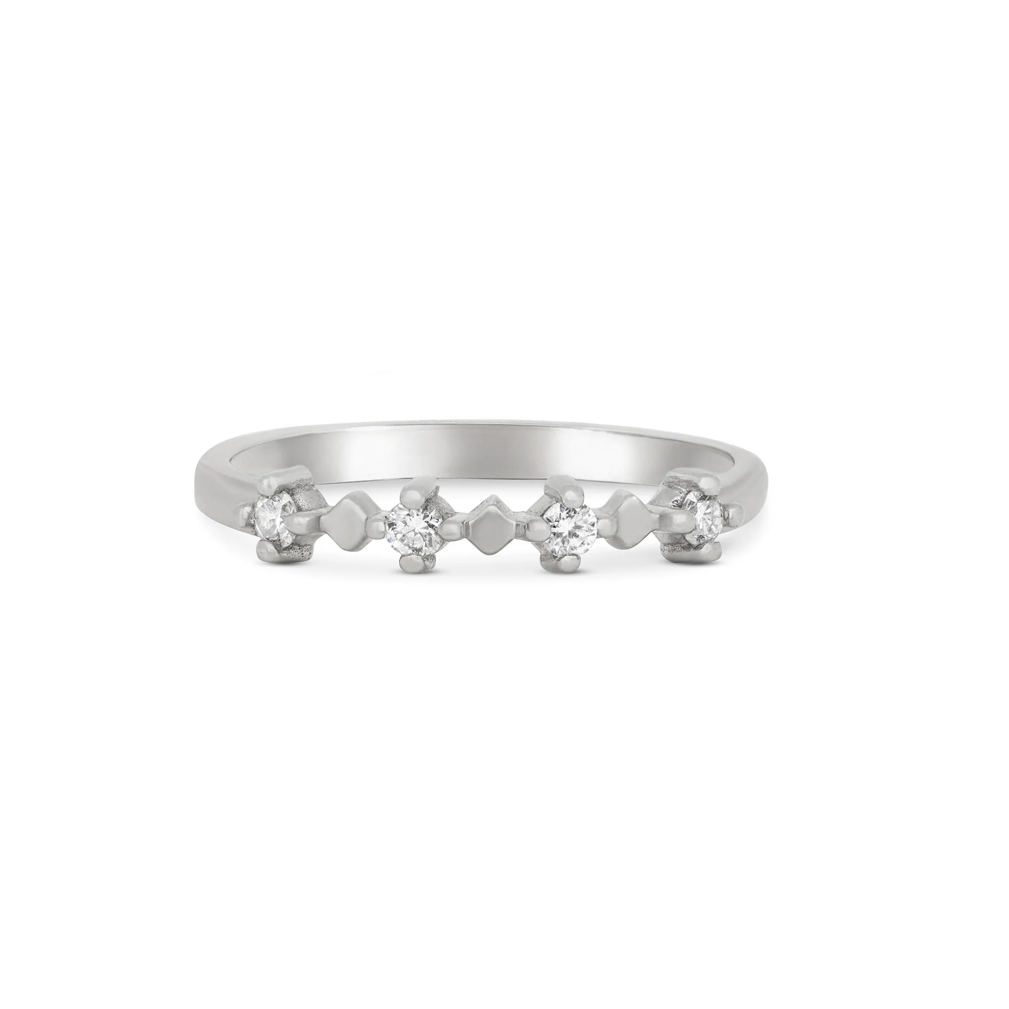 Stars in the Sky Four Diamond Eternity Ring - 14k White Gold Polished Band