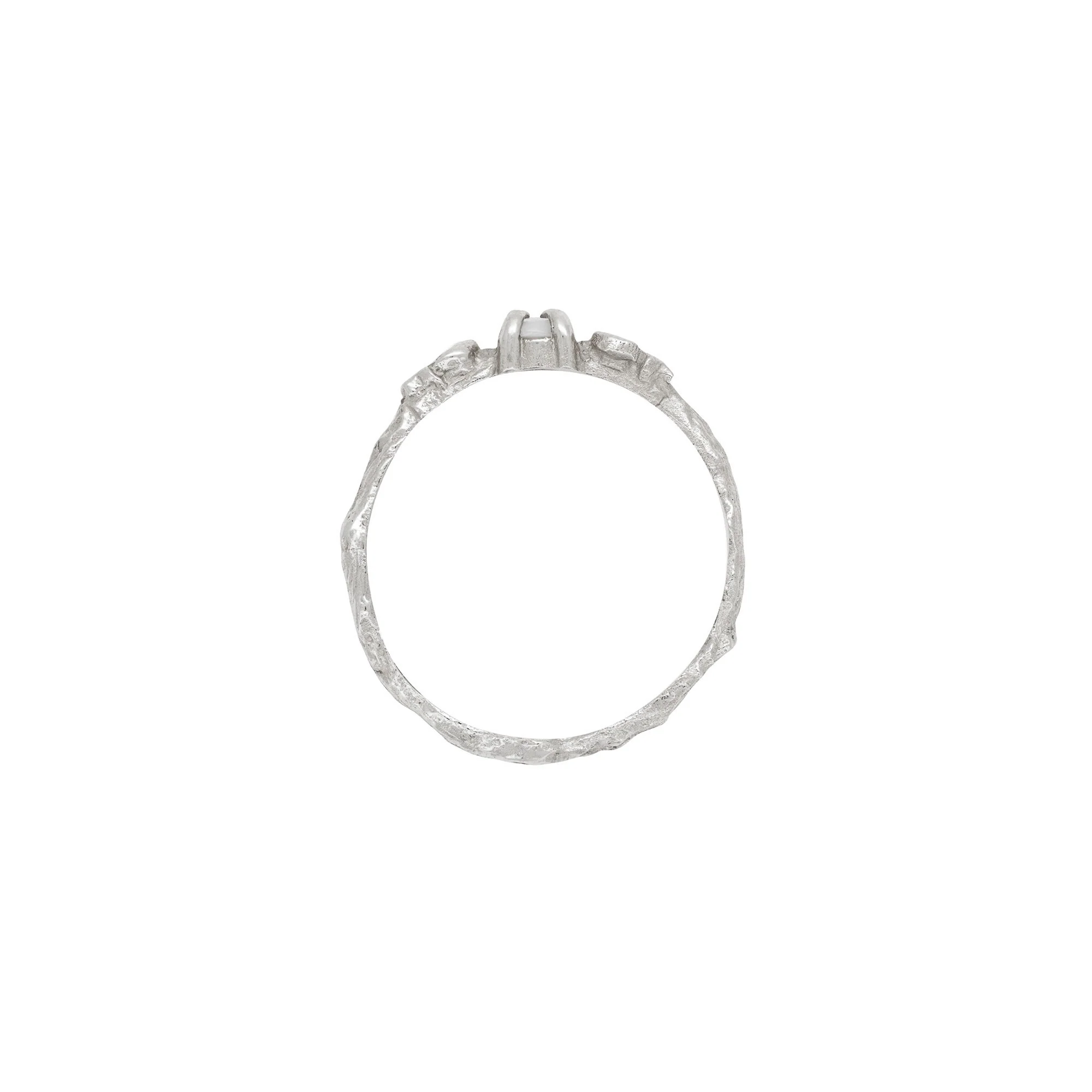 Sun, Moon & Stars Opal Ring - 14k White Gold - Image 3