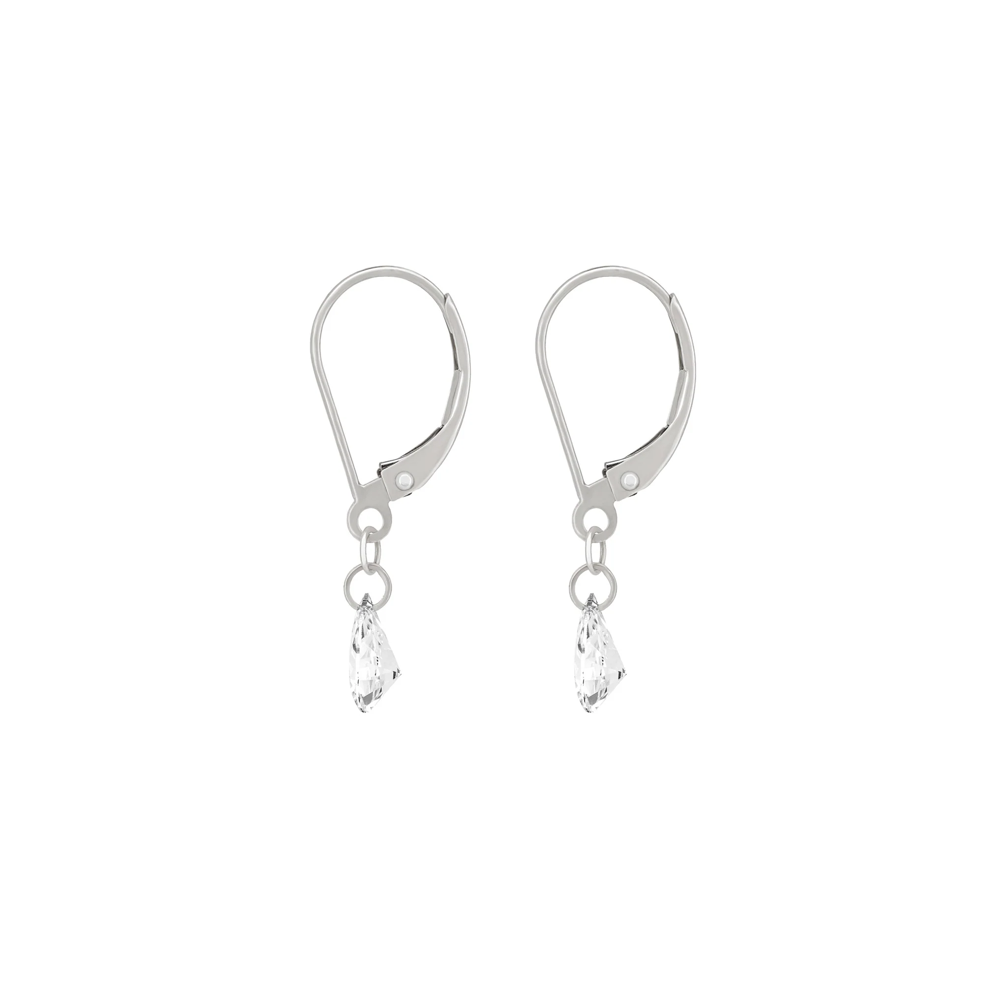 Teardrop Diamond Earrings - 14k White Gold - Image 2