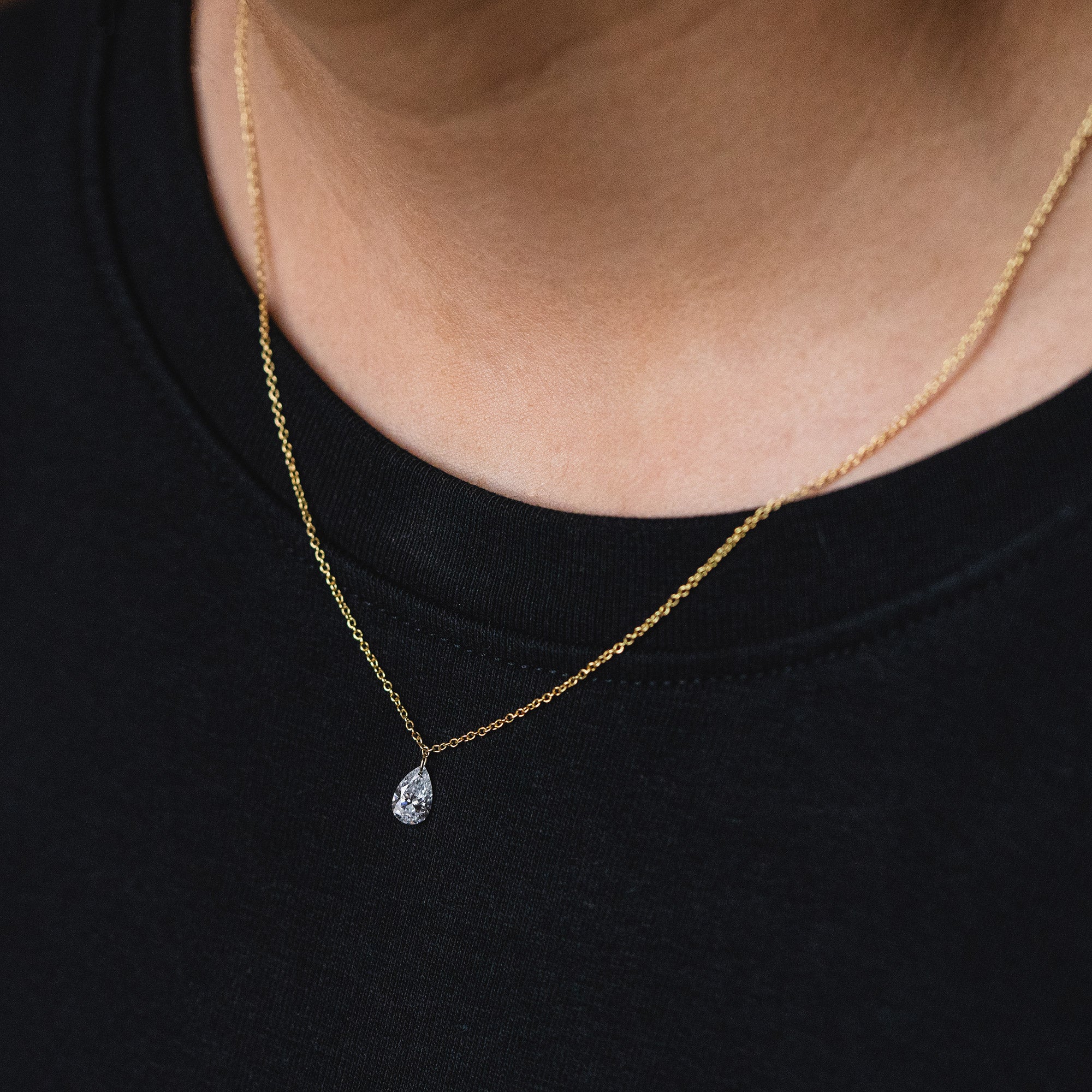 Teardrop 0.5ct Diamond Necklace - 14k Gold - Image 3